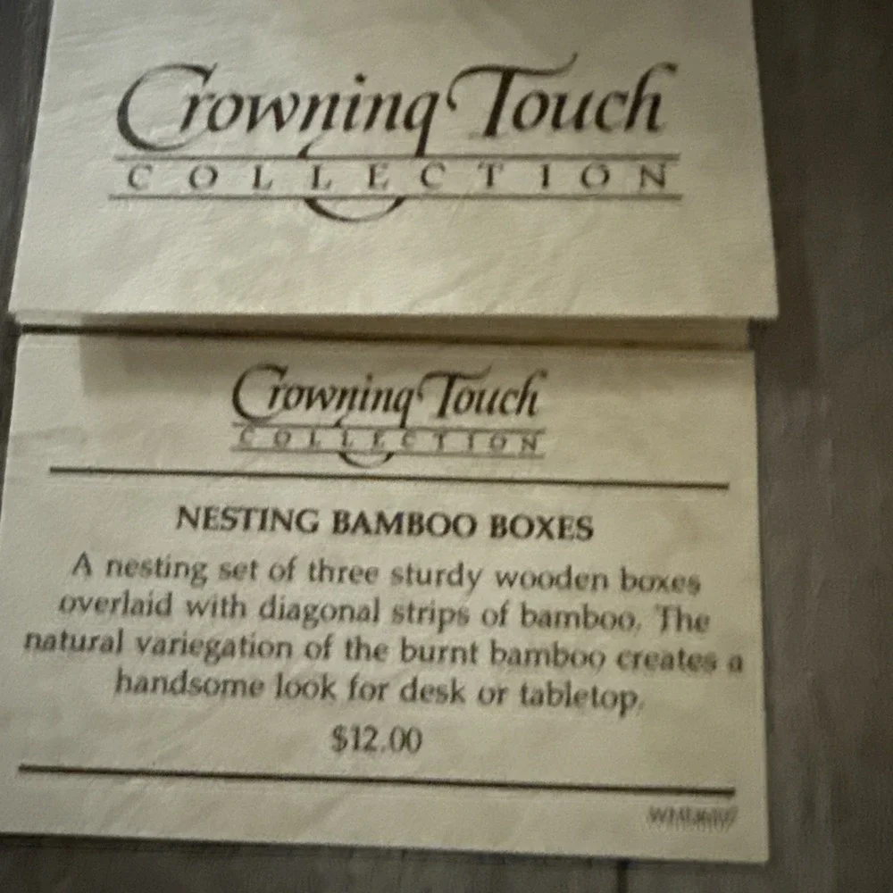 NIB‎ NEW 3 Crowning Touch Bamboo Nesting Trinket Boxes 4.5